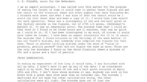 C E POLLARD, Sworn In For The Defendant, 40th To Testify