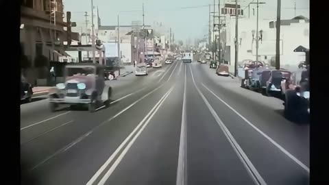 Los Angeles 1940s: Driving Downtown in Color