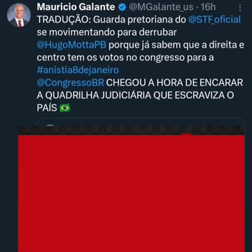Guarda pretoriana do @STF_oficial se movimentando para derrubar @HugoMottaPB porque já sabem que a direita e centro tem os votos no congresso para a #anistia8dejaneiro @CongressoBR CHEGOU A HORA DE ENCARAR A QUADRILHA JUDICIÁRIA QUE ESCRAVIZA O PAÍS