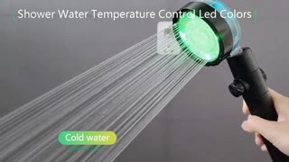 High Pressure RGB LED Shower Head Spray Nozzle Temperature Display