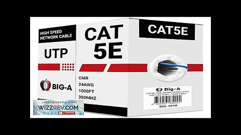 Big-A Bulk Cat5e Cable 1000ft 24AWG Solid 4 Pair Cat5e Ethernet Review