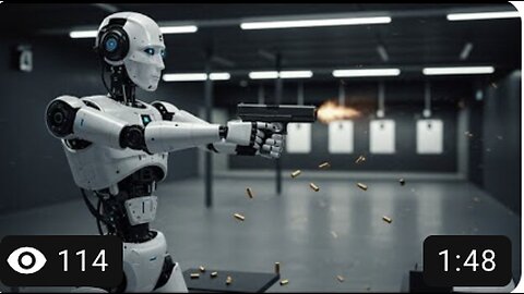 Ai Robot With A Glock 17 Shooting in a Shooting Range