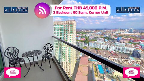Arcadia Millennium Tower, Pattaya, Thailand, THB 45,000, 2 Bedroom, For Rent