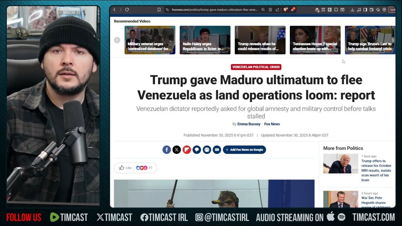 Trump THREATENS WAR, Venezuelan Airspace Closed, Warships DEPLOYED | Tim Pool