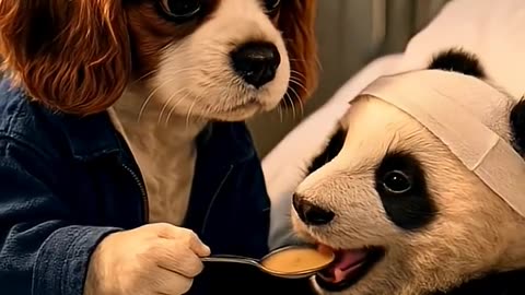 How puppy saved baby Panda😭 | Emotional puppy Ai story