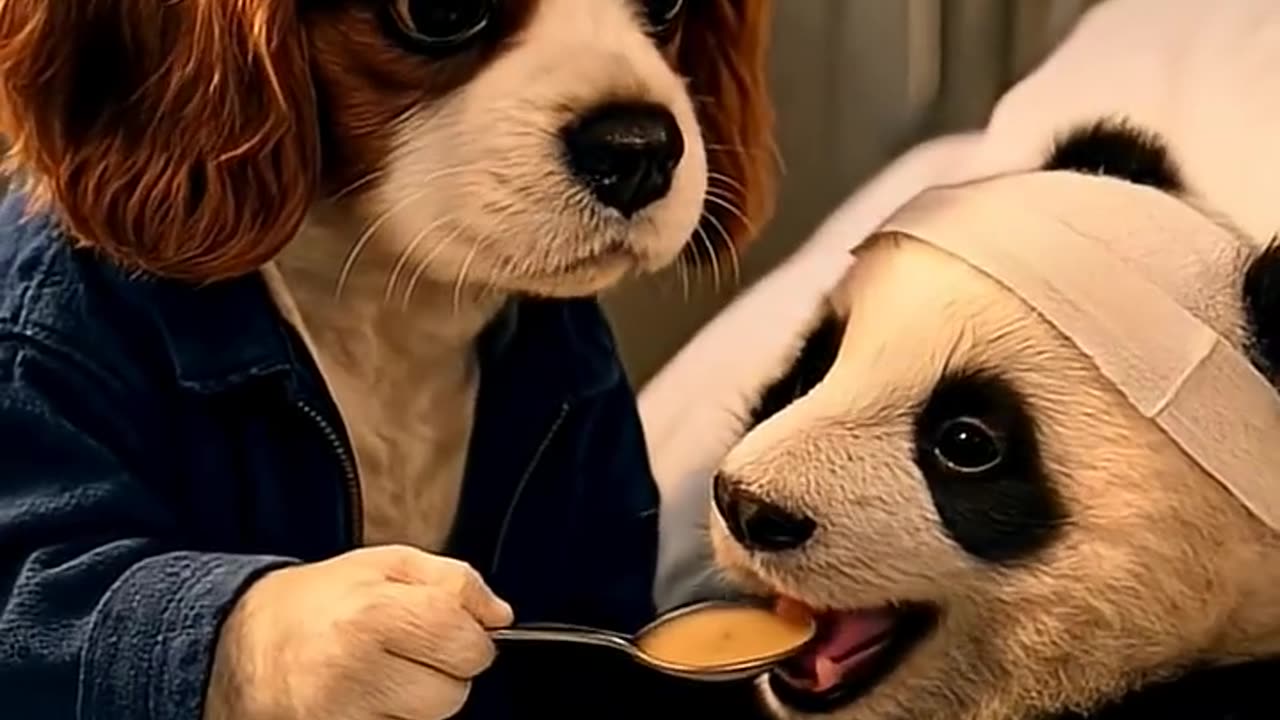 How puppy saved baby Panda😭 | Emotional puppy Ai story