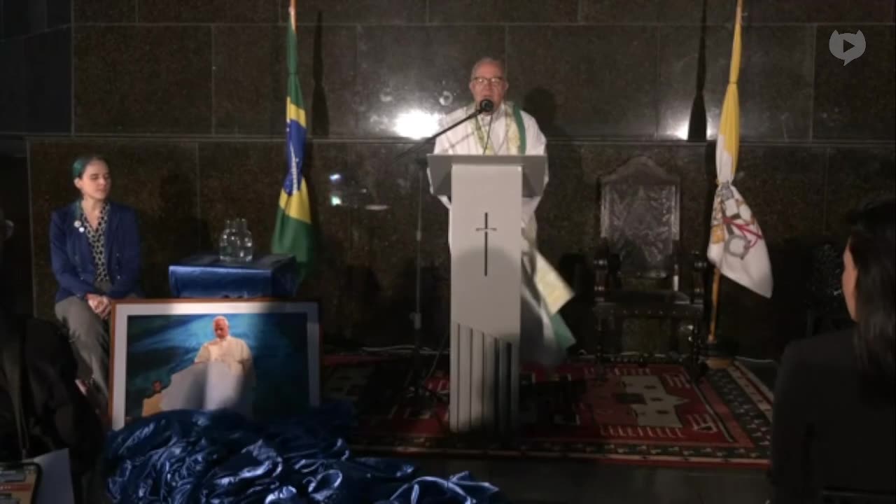 Christ the Redeemer statue is illuminated in a bright blue glow to honor COP30