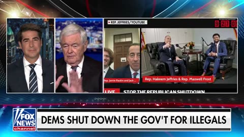 Gingrich Cracks Cocaine Joke when asked who's behind the Dem Shut Down Party