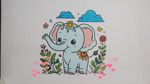 Cute Baby Elephant Colouring