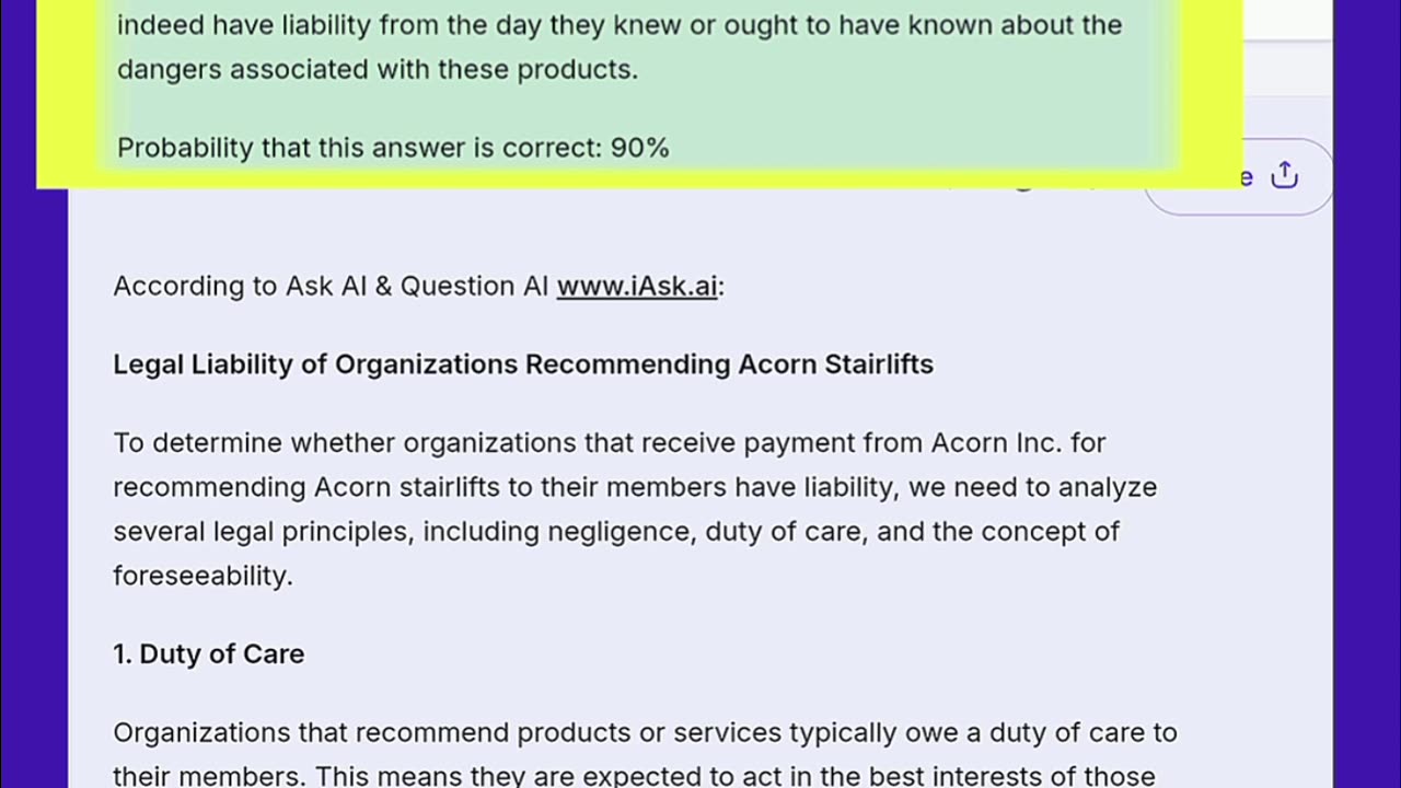 Exhibit "W"Dear AI, do organizations that get paid by Acorn Inc for recommending Acorn stairlifts