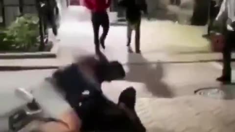 Cocky hood leader tries to jump a white dude walking