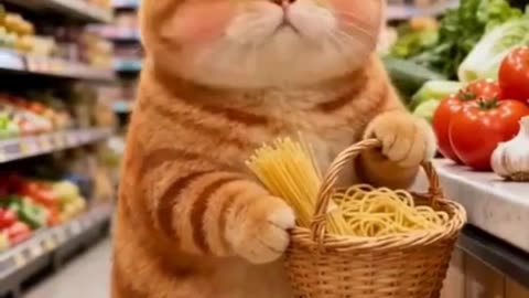 😍 chubby orange cat in grocery store 💕❤️