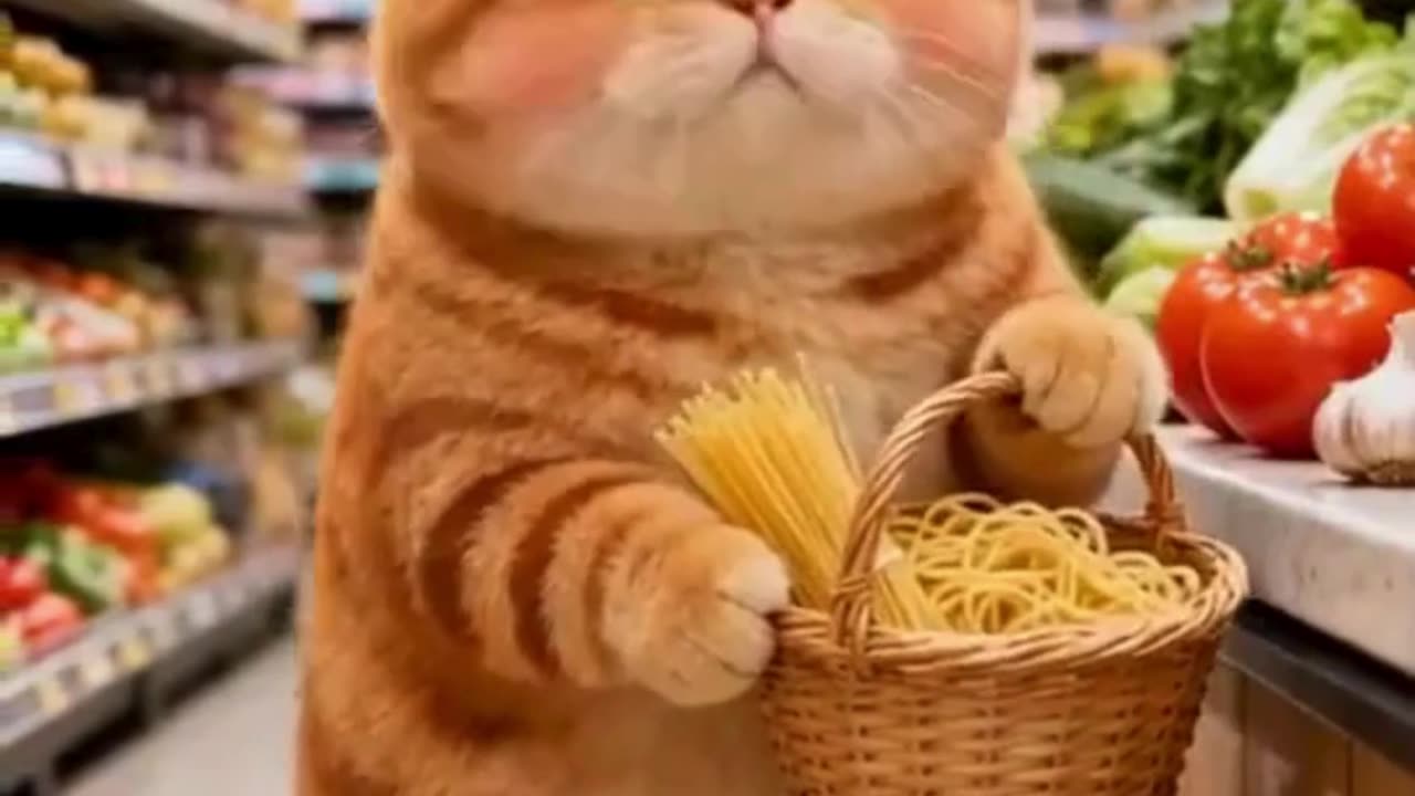 😍 chubby orange cat in grocery store 💕❤️