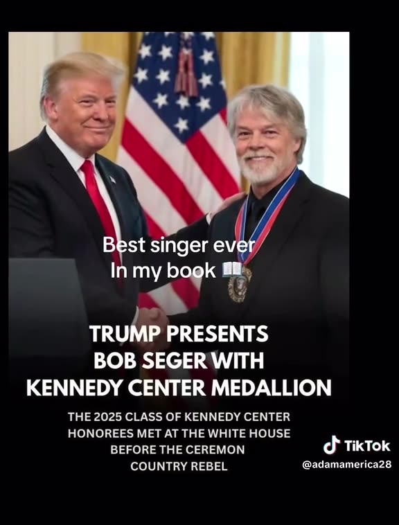 TRUMP PRESENTS BOB SEGER WITH KENNEDY CENTER MEDALLION