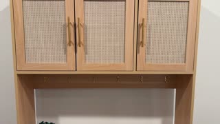 Review Garvee Rattan Pantry Cabinet