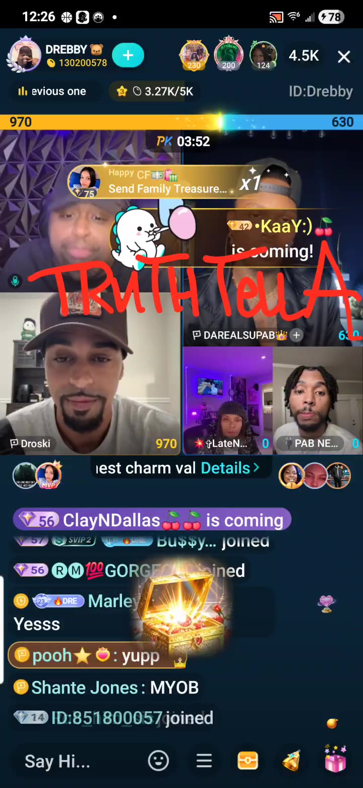 DREBABY SOLO LIVE & TEAM PK WITH DROSKI & DAREALSUPABIHH