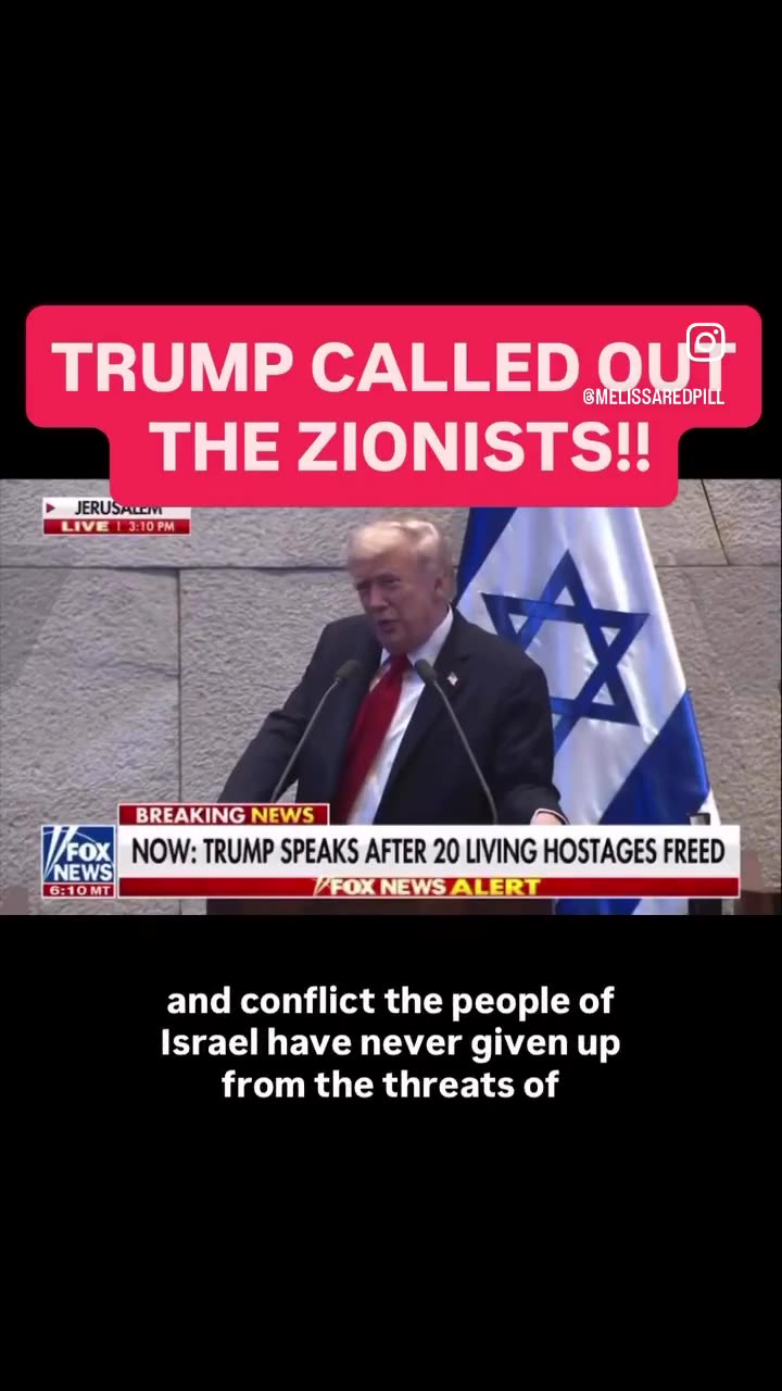 🚨President Trump spoke to the Knesset and he called out Zionism