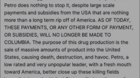 Trump Suspends All Aid to Colombia and Accuses Gustavo Petro of Drug Trafficking
