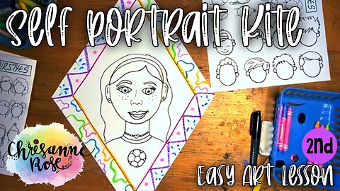 Self Portrait Drawing on a Kite! Easy Art Lesson for Homeschools and Classrooms