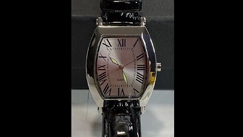 VTG SKC Women's Silver-Tone Face Quartz WATCH w/ Pleather BLACK Band New Battery ibatdude (998)