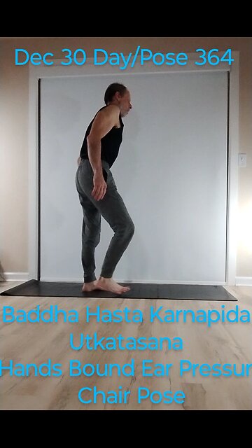 Day/Pose 364 Baddha Hasta Karnapida Utkatasana / Hands Bound Ear Pressure Chair Pose