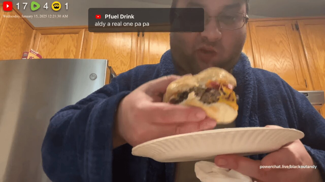 1/15/25 Blackout Andy YT Livestream: "Burger cooking stream 🍔$1TTS $3MEDIA"