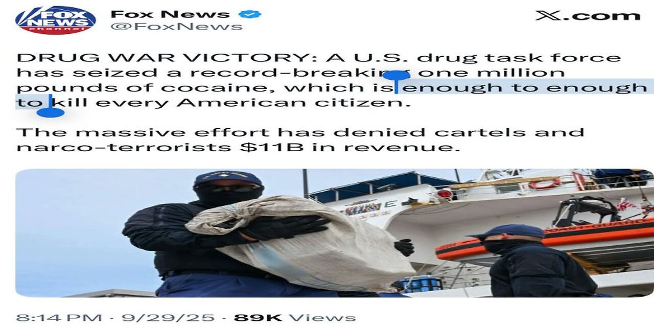Drug War Victory Task Force Seizes Enough Cocaine to ‘Kill Every American’