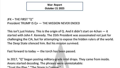 WAR REPORT - OCT 21 2025 - JFK - THE FIRST Q