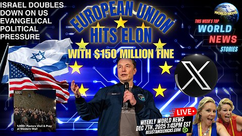 EU Hits Elon w/ $150 Mil Fine | Israel Doubles Down on US Evangelical Political Pressure 12/7/25