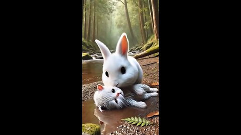 "Brave Rabbit Reunites Lost Kitten with Her Mother!" #rabbitrescuejourny