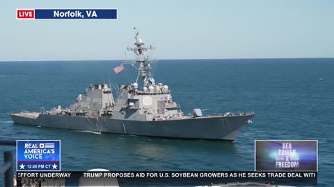 5 INCH 54 on the U.S.S. Bush fires off several rounds in as POTUS watches on.