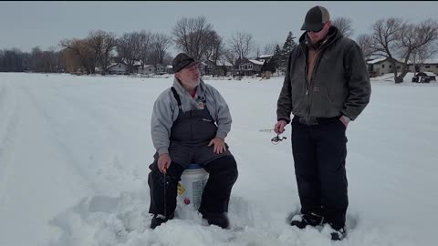 Ice fishing with Veteran Gary