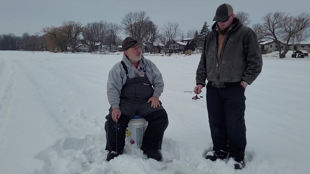 Ice fishing with Veteran Gary