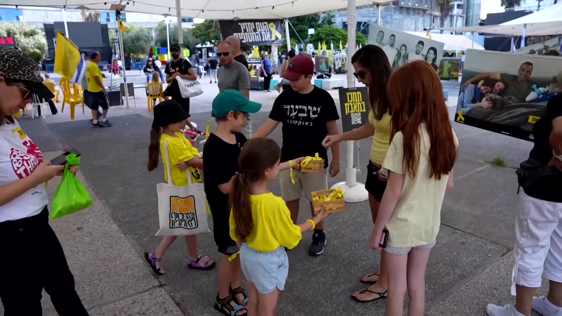 At Hostages Square in Tel Aviv, visitors reflect on October 7 attack