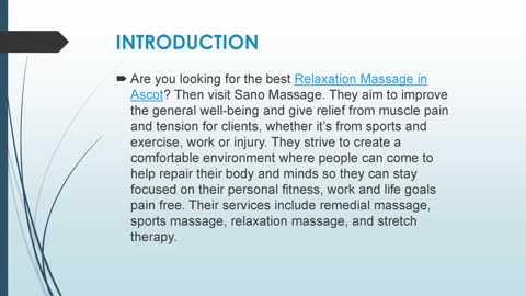 Best Relaxation Massage in Ascot
