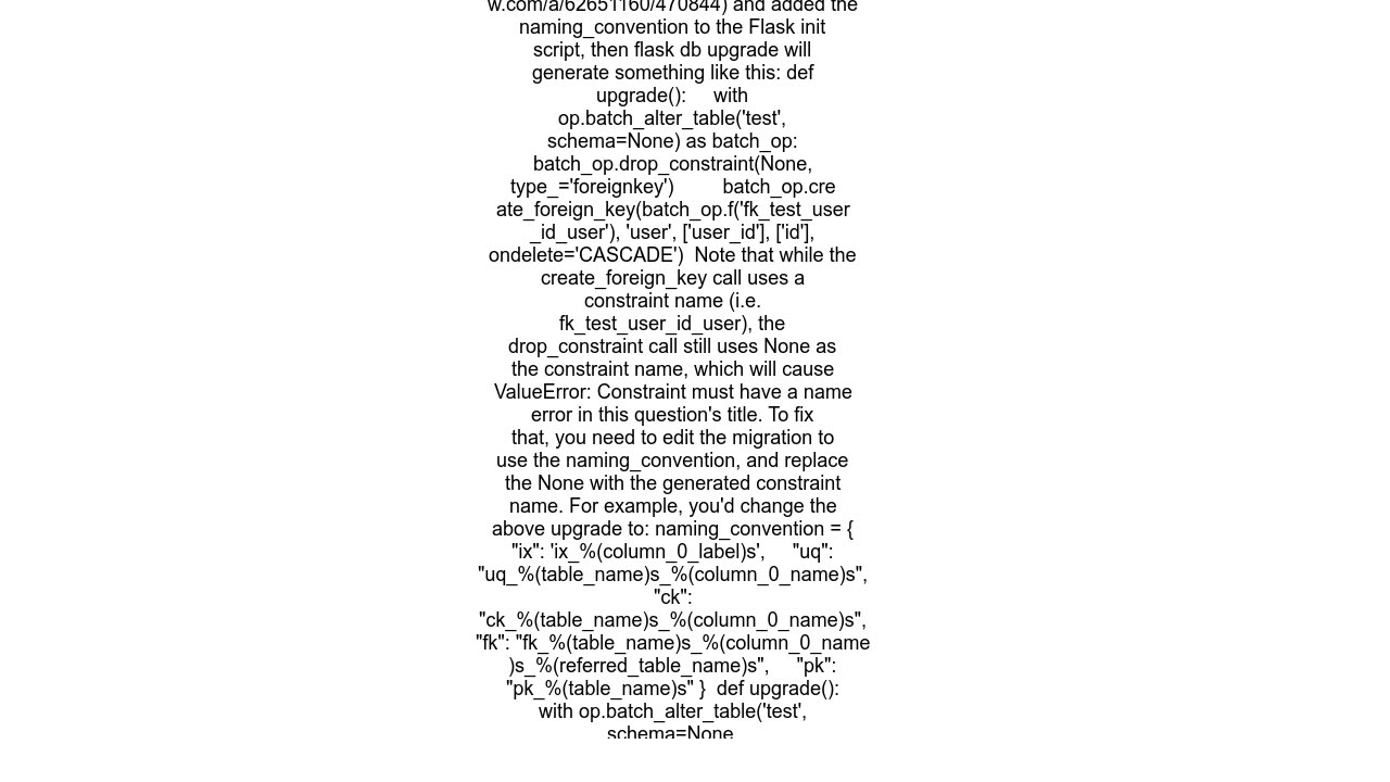 Flask Migrate "ValueError Constraint must have a name"
