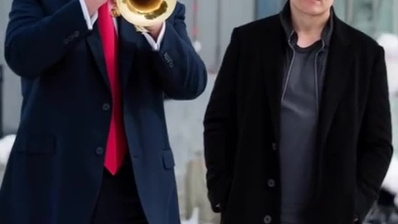 Trump plays the trumpet