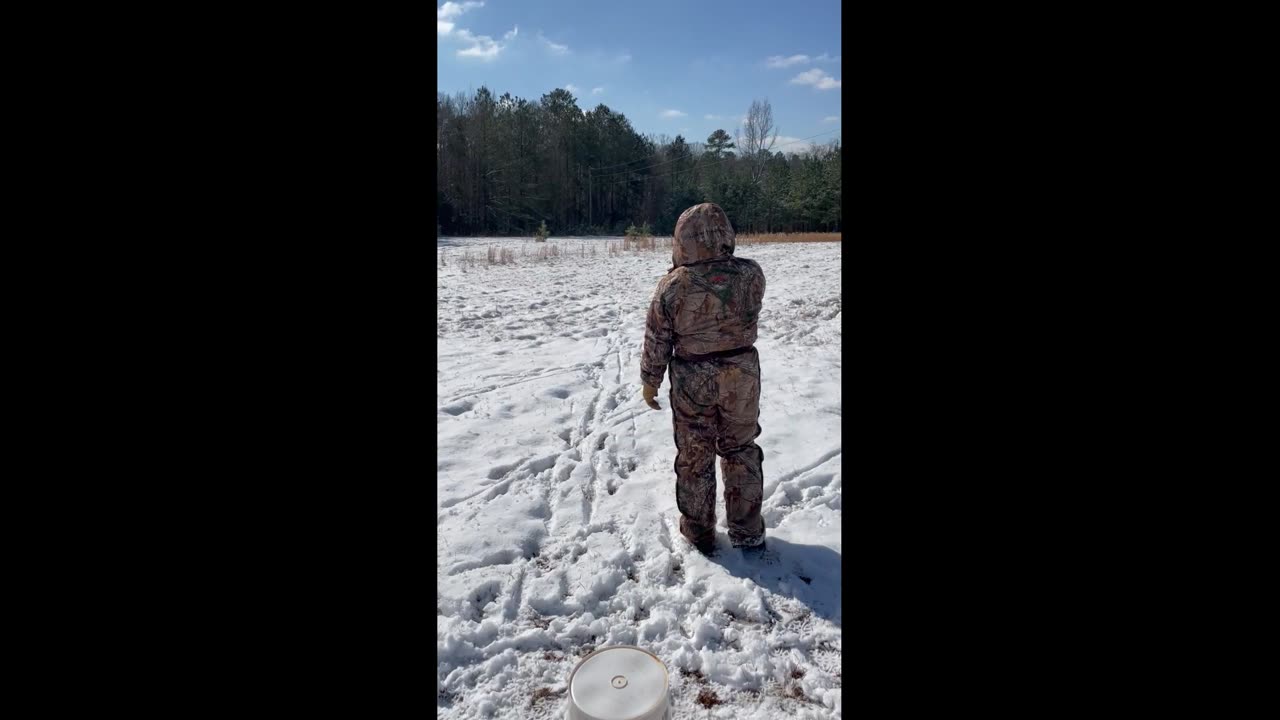 Tater Running a Blind in Snow for First Time