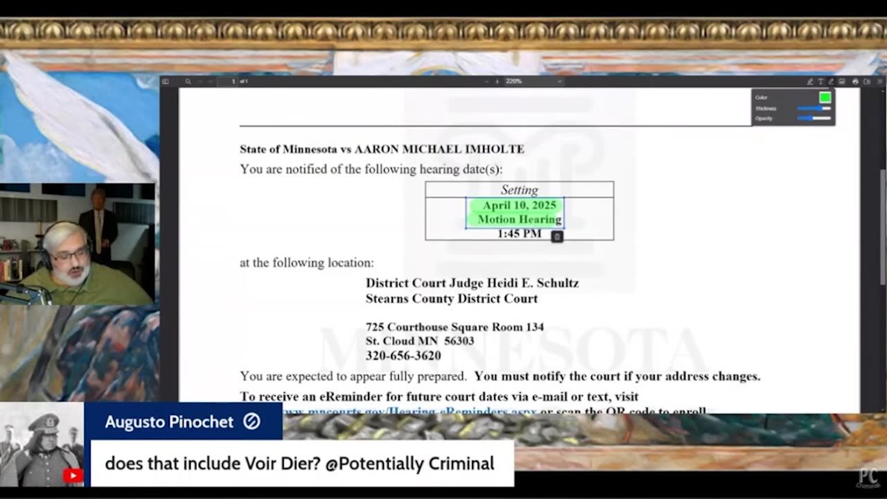 Sean explains the Aaron/Rekieta Couples docking. Imholte's dissemination charges. PC spoke to Aaron