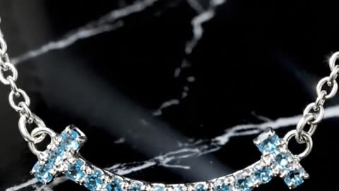 TIFFANY&CO. NECKLACE K18 WHITE GOLD BLUE TOPAZ