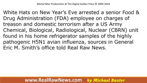 WHITE HATS ARREST FDA OFFICIAL OVER HAVING H5N1 SAMPLES IN HIS HOME REFRIGERATOR.