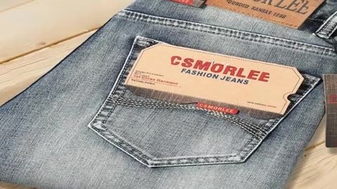 Csmor Lee Men's Jean Autumn Winter Loose-fit Straight-leg Trendy