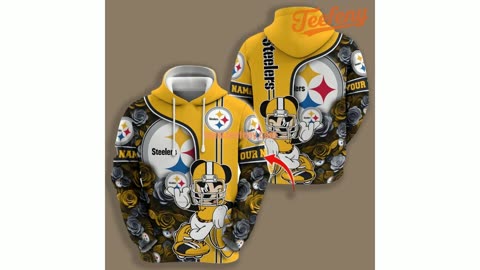 Pittsburgh Steelers Mickey Flower 3D Hoodie Personalized Illusion Yellow White