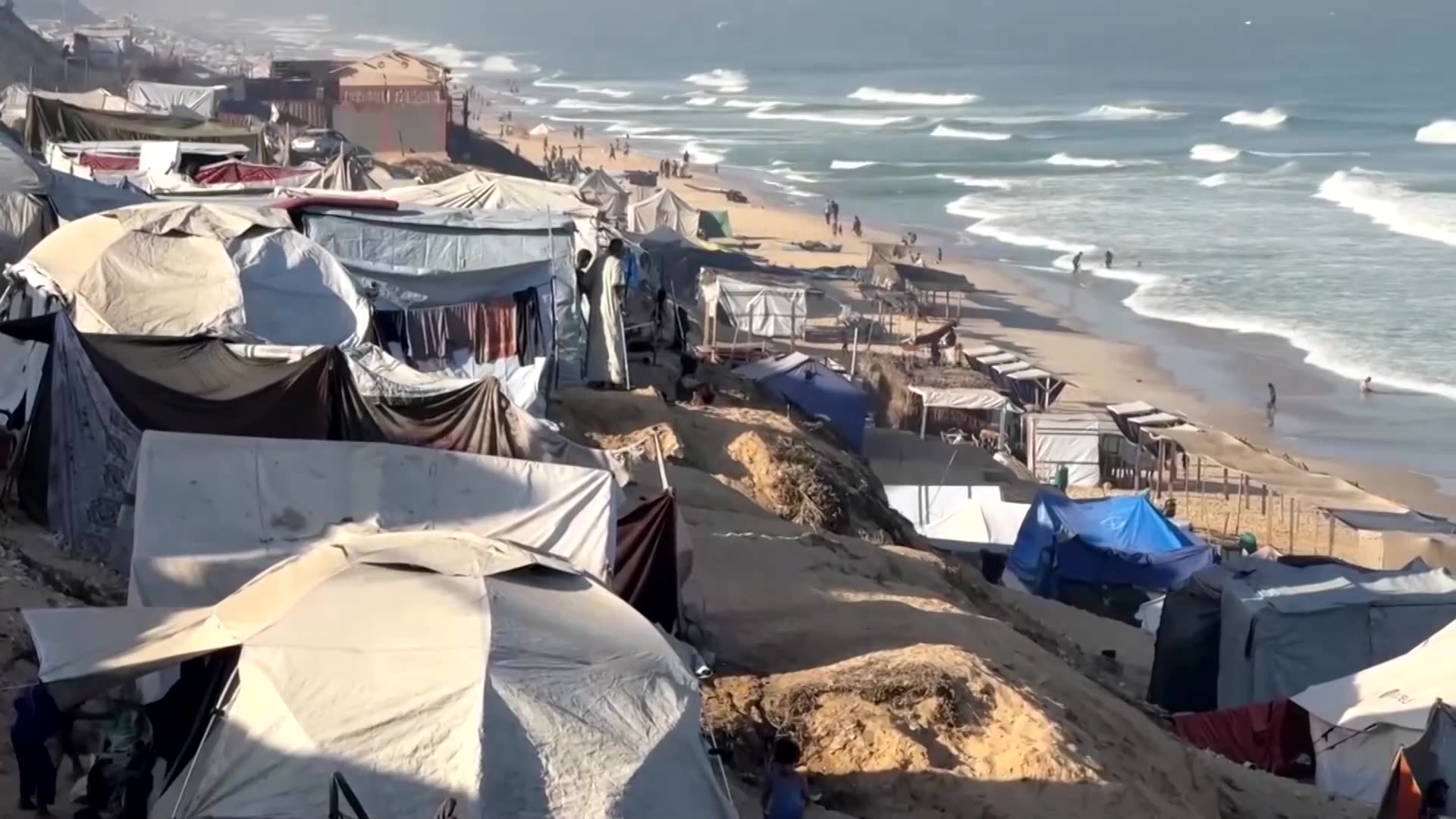 Morning in Central Gaza, where displaced Palestinians shelter in tents