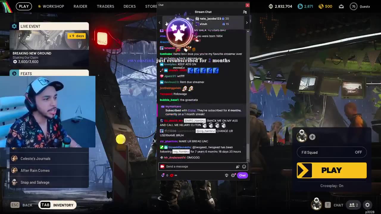 Hamlinz gets emotional as Myth gifts him 200 subs on his first stream back after over 3 years.