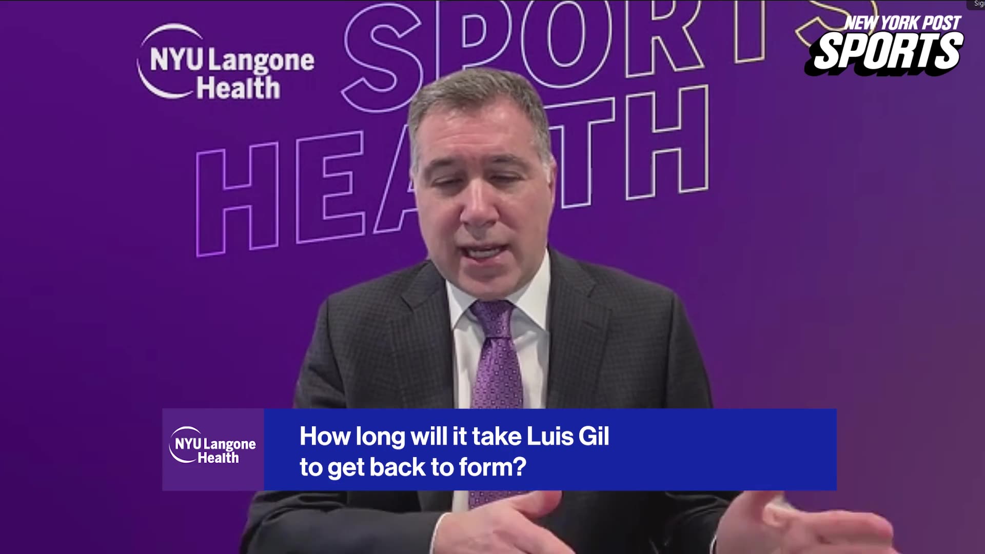 NYU Langone's Mark Grossman, MD, explains Luis Gil's recovery process from a high-grade right lat strain