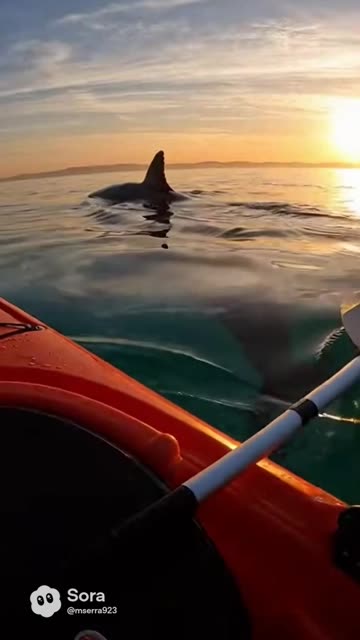 Kayaker Circled By Sharks