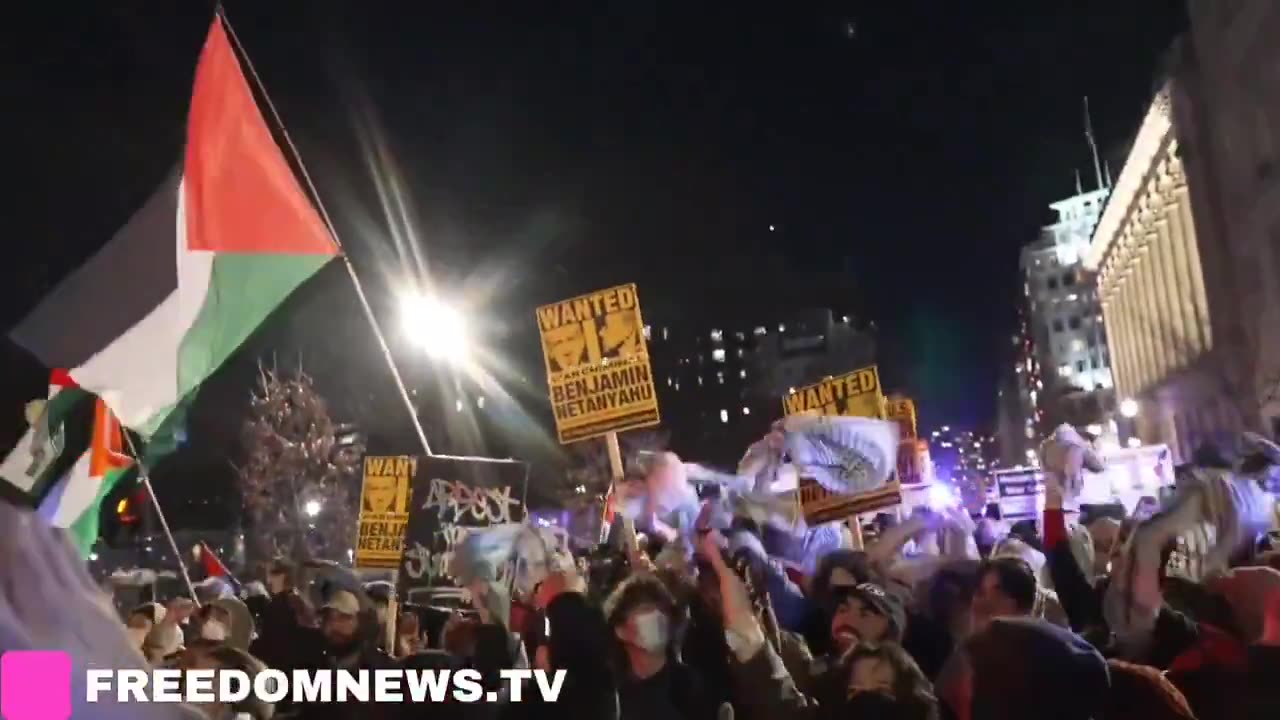 Hundreds of pro-Palestine protesters are chanting Gaza is not for sale!