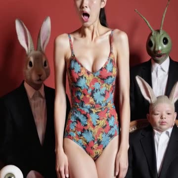 animal face boys with Chinese girl