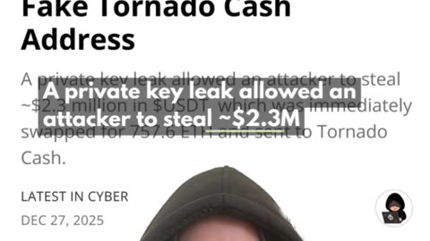 [2025-12-26] crypto thief falls for fake Tornado Cash frontend, loses ~$2.3M